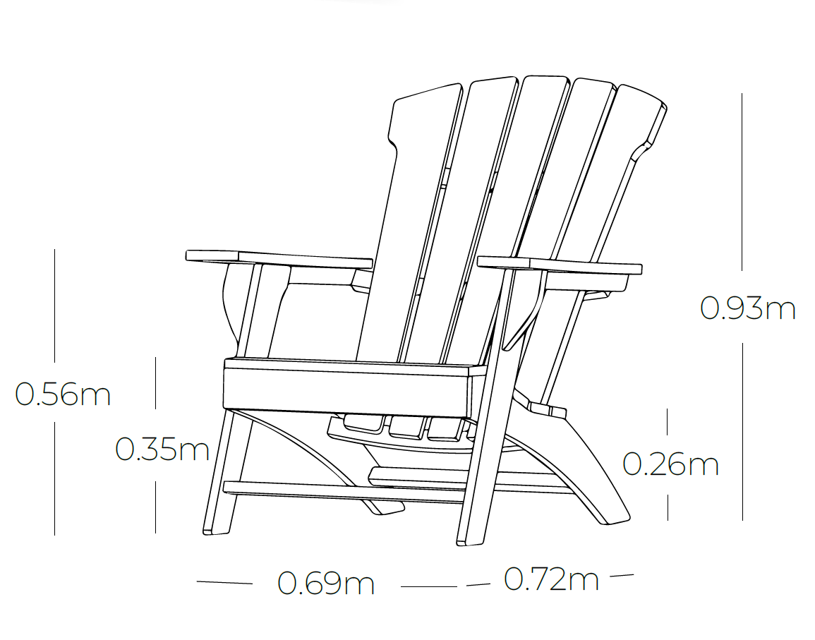 Plano técnico y dimensiones de la Silla ADI para exterior