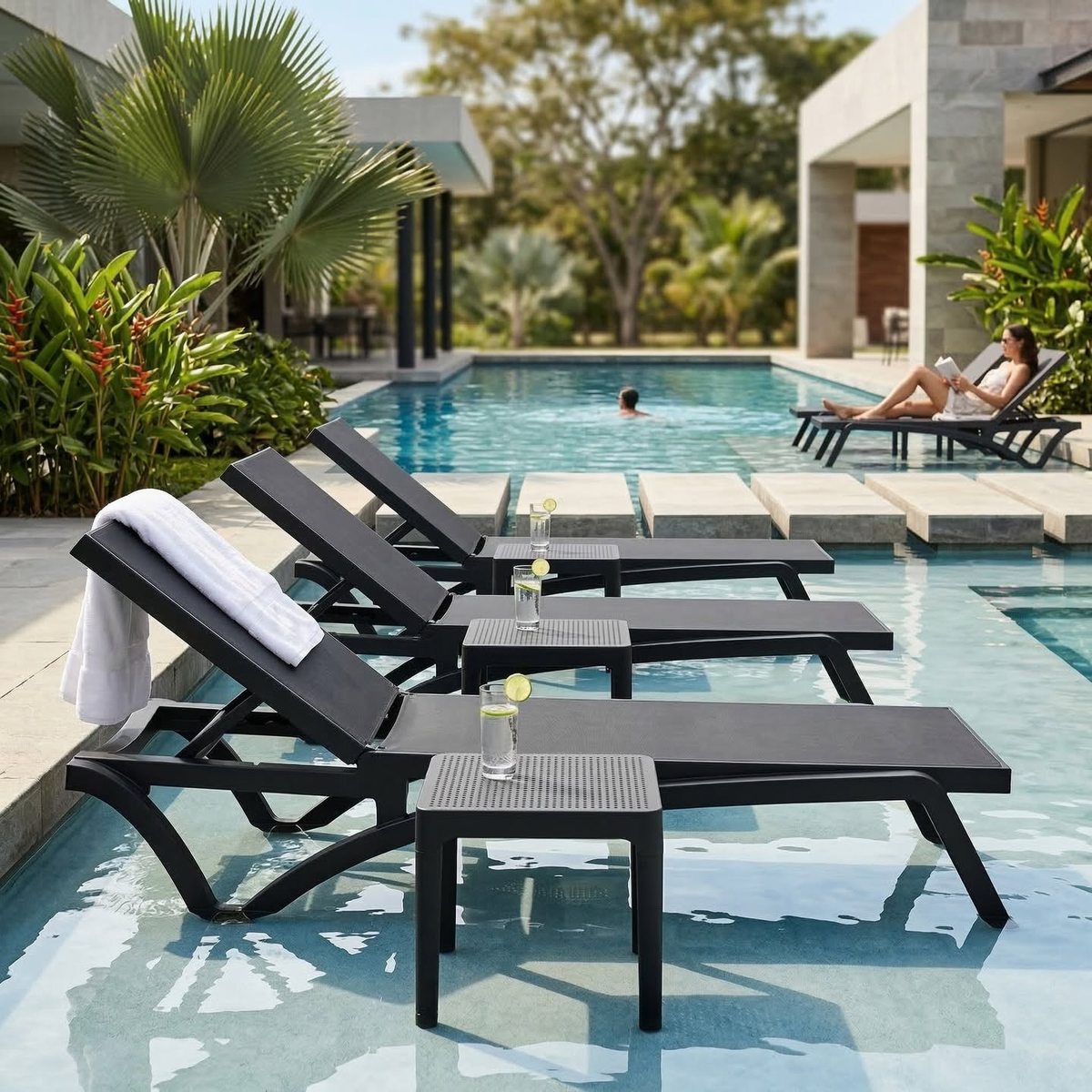 Asoleadoras MARE reclinables para piscina y espacios exteriores