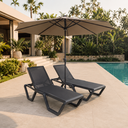 Asoleadoras VENECIA negras para piscina y mobiliario exterior