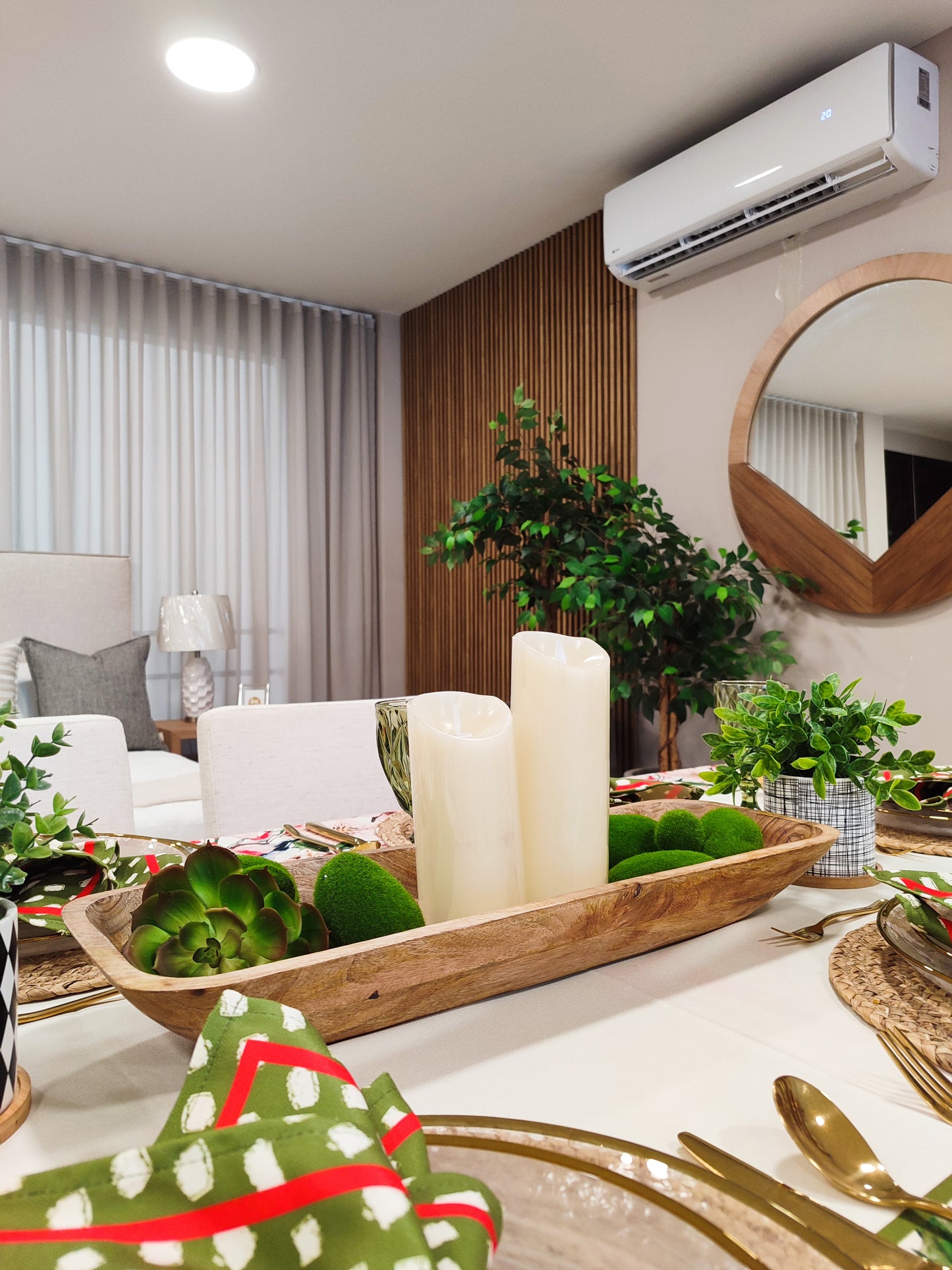 Bandeja batea ovalada de madera maciza natural - base decorativa para mesa