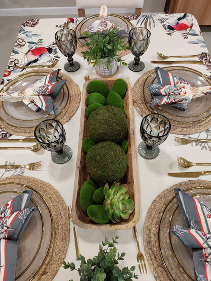 Vista superior de bandeja batea ovalada en madera maciza natural