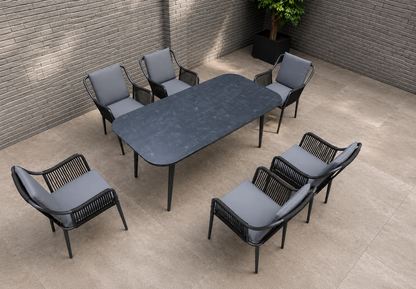 Vista superior del Comedor AMALFI para terraza con seis sillas