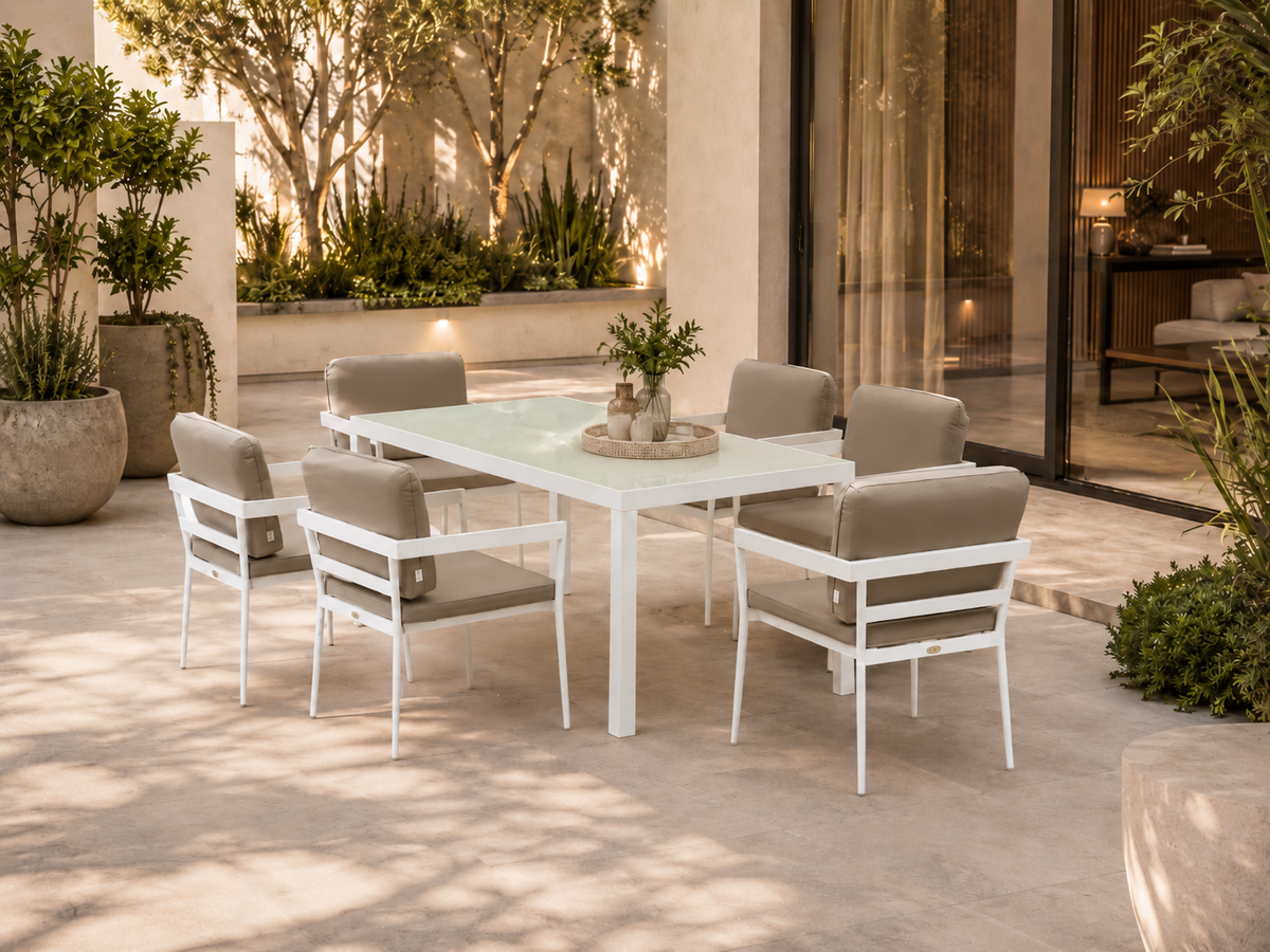 Comedor CADAQUES blanco para terraza y mobiliario exterior