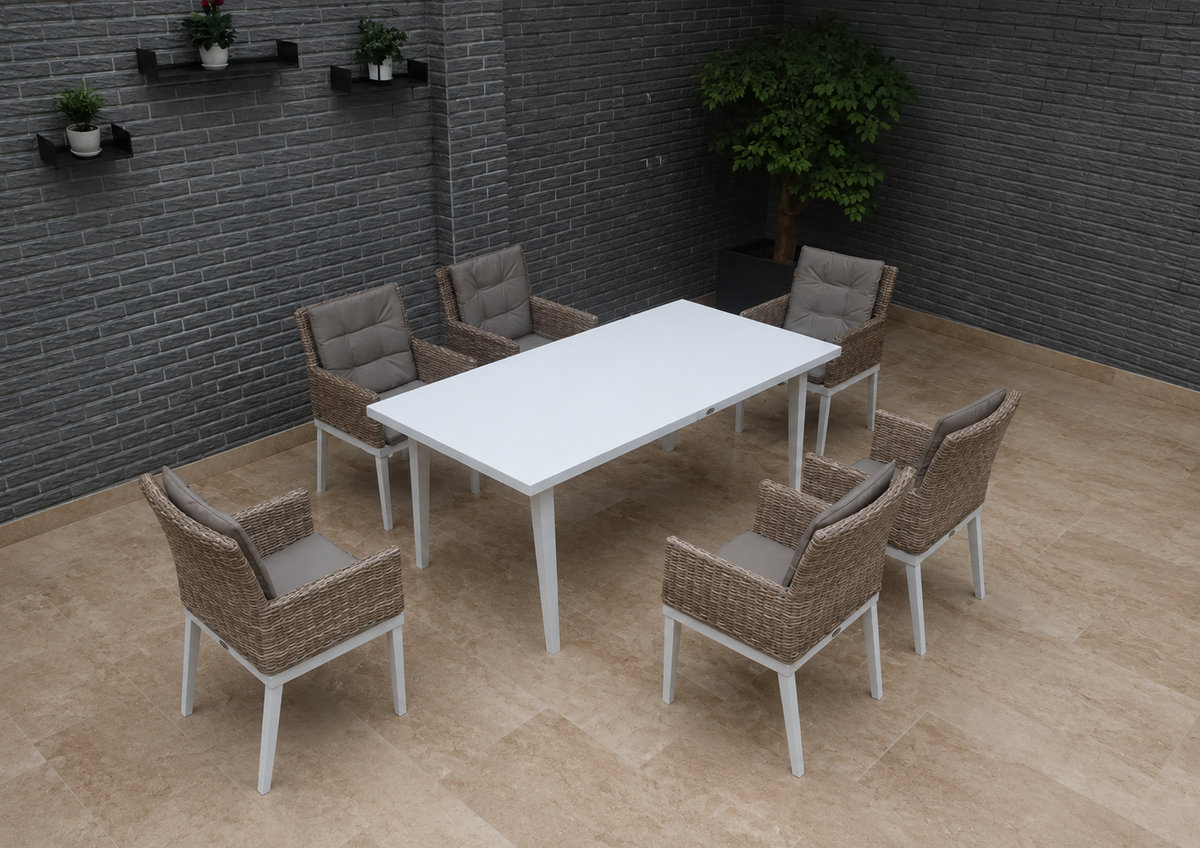 Vista superior del Comedor MARATUA de 6 puestos para exterior