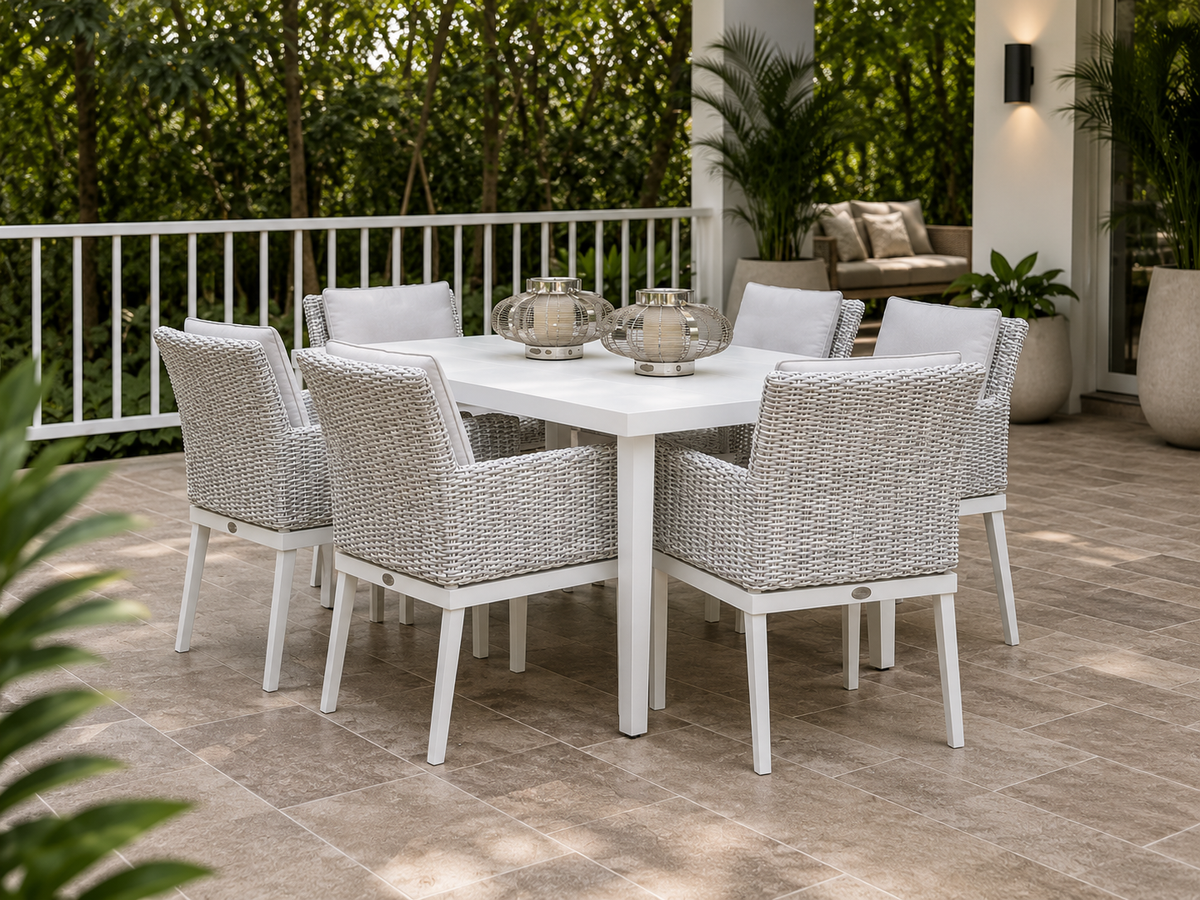 Comedor MARATUA blanco para terraza y mobiliario exterior