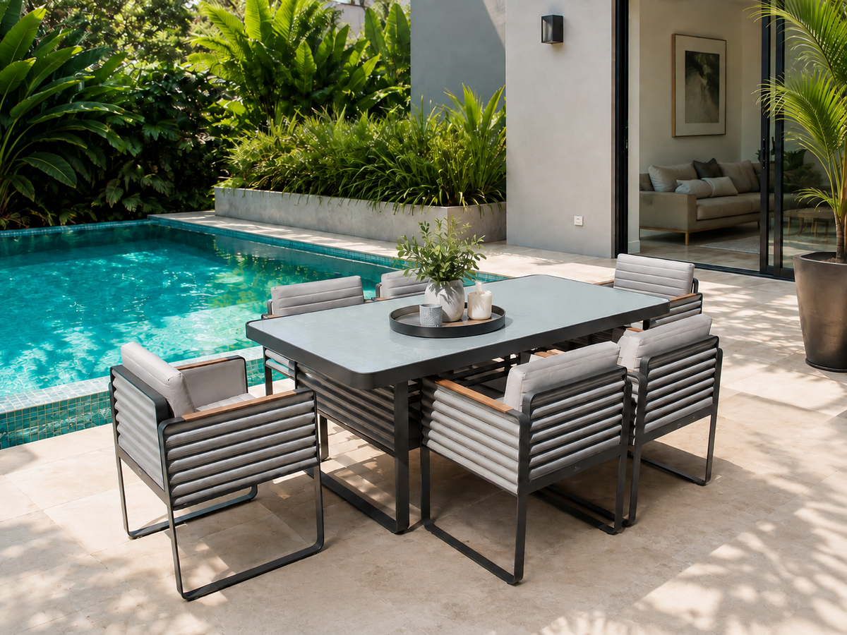 Comedor PORTLAND para zona de piscina y espacios exteriores cubiertos