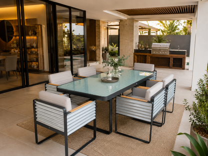 Comedor PORTLAND de 6 puestos para terraza y exterior - Kasanova Decoración