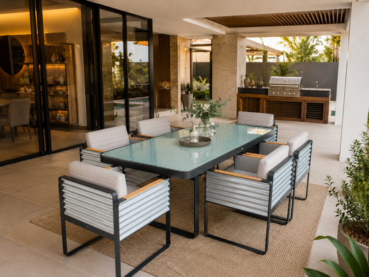 Comedor PORTLAND de 6 puestos para terraza y exterior - Kasanova Decoración