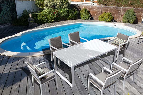 Set de comedor PORTO, mesa y sillas de aluminio con cojines para terraza