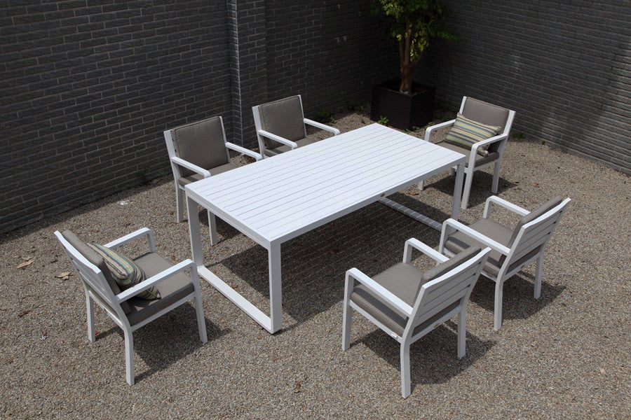 Set de comedor PORTO, comedor de aluminio con cojines para balcón y terraza cubierta
