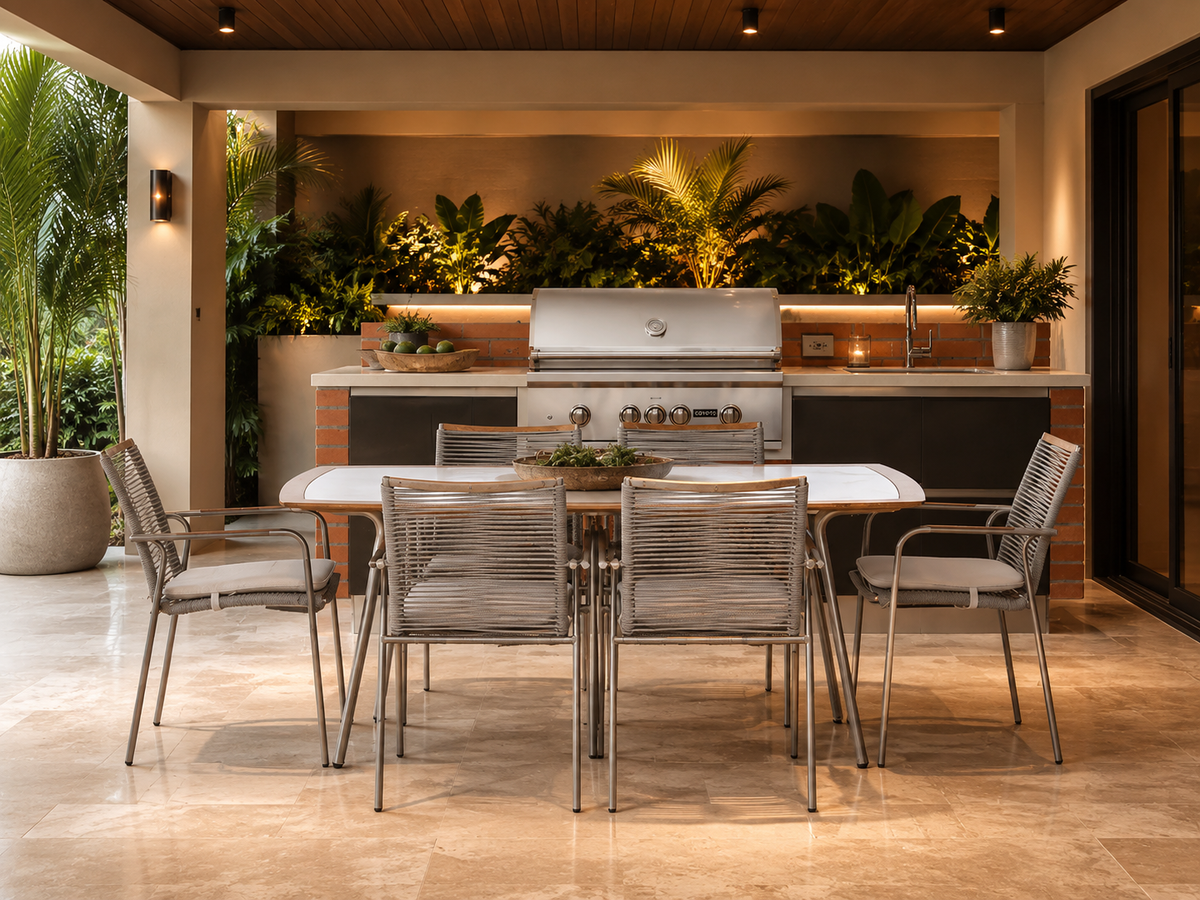 Comedor VELEROS con mesa y sillas para terraza exterior cubierta