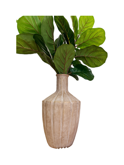 Jarrones Decorativos Rústicos en Marmolina Beige/Dorado – 2 Tamaños
