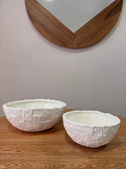 Bowls Decorativos Blancos de Marmolina - 2 Tamaños