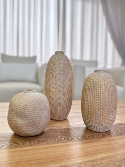 Jarrones Decorativos Dorados de Marmolina - Set x 3