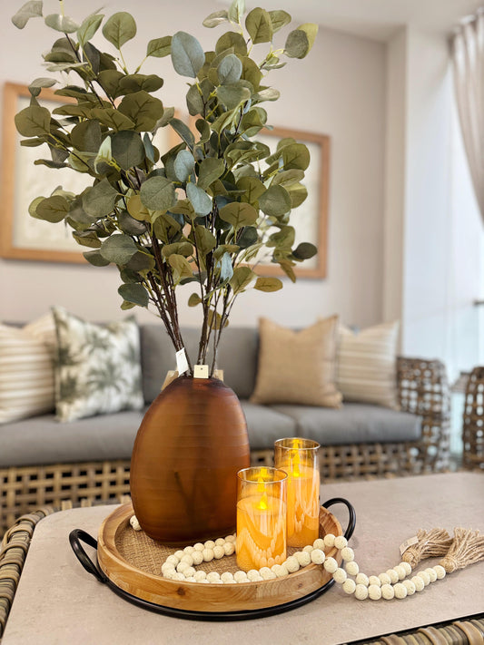 Jarrón artesanal de cristal facetado arte marroquí 27cm de altura, florero decorativo para sala