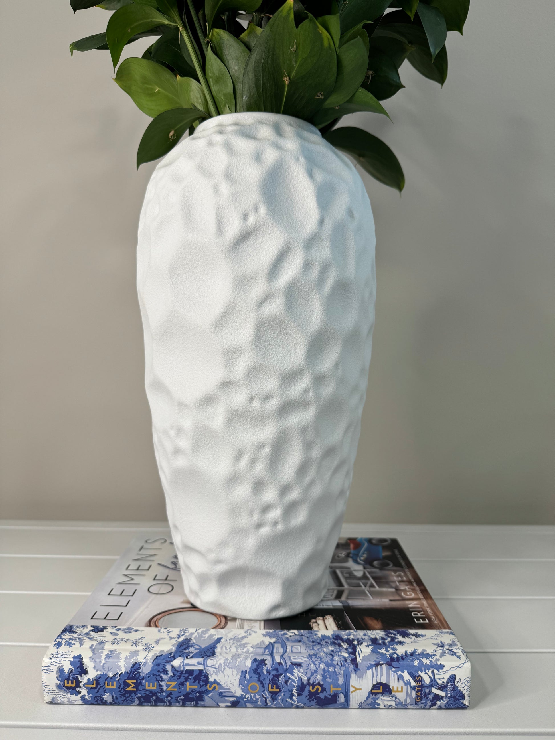 Jarrón decorativo de cerámica blanca, florero alto para mesa de centro y sala