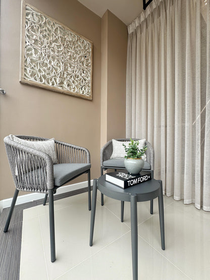 Jarrón decorativo de cerámica gris con borde dorado, florero elegante para decoración de sala