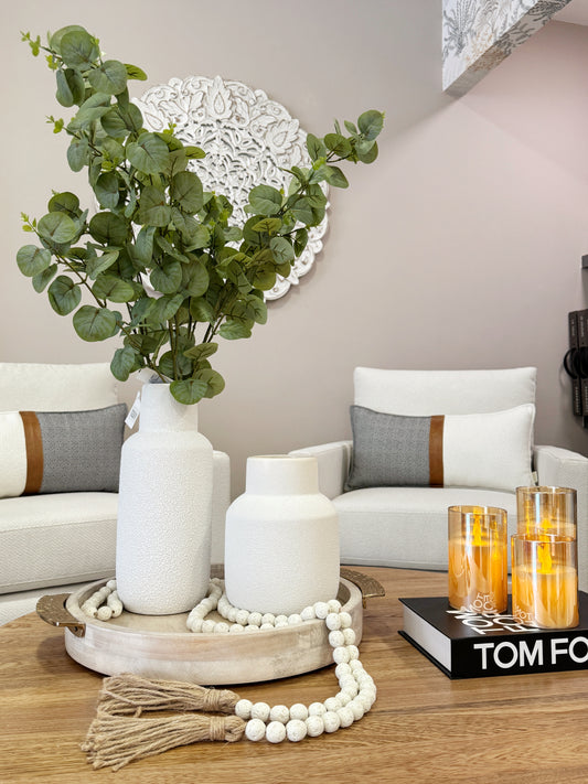 Floreros decorativos blancos en resina, jarrones minimalistas para mesa de centro y sala