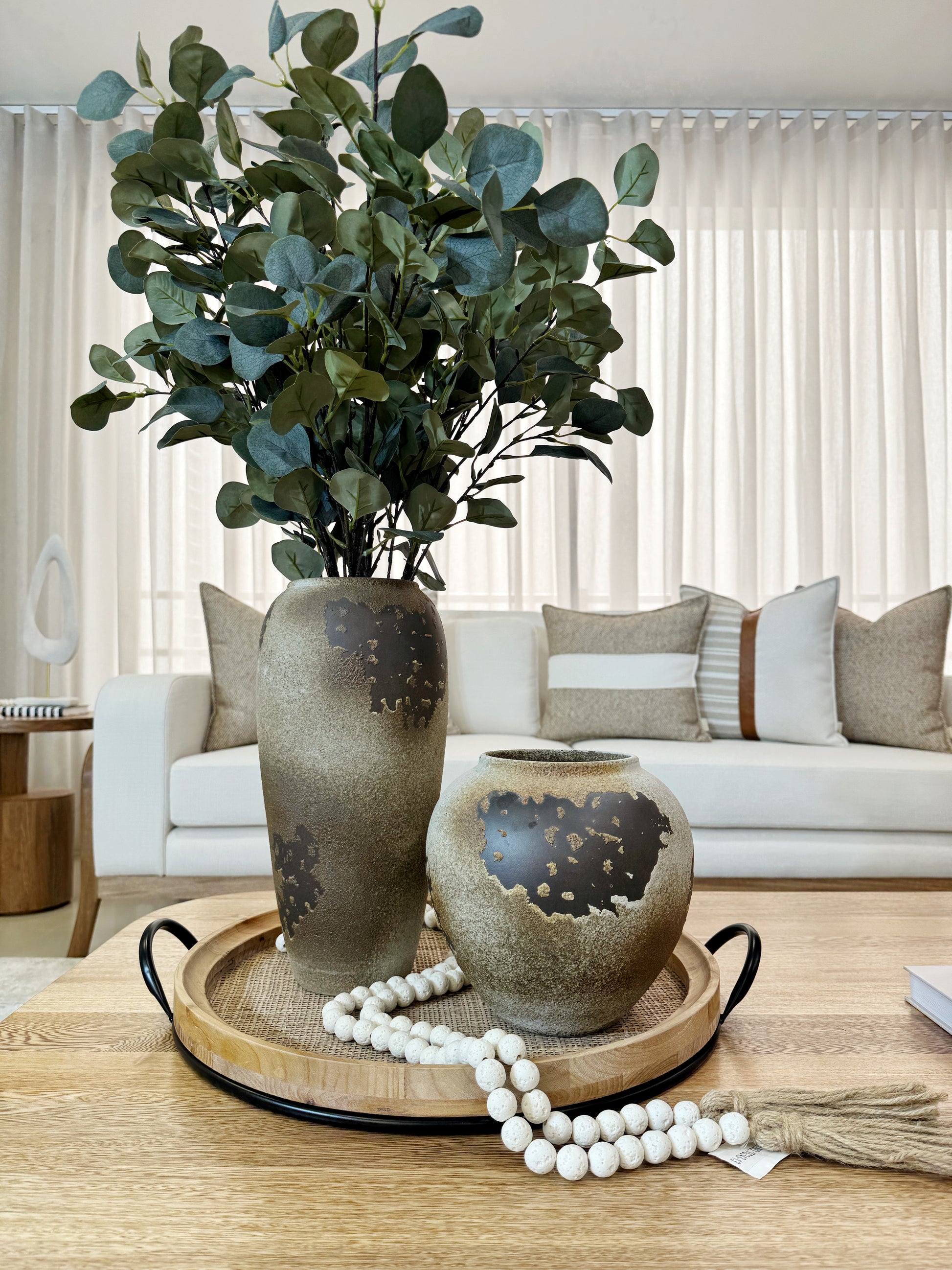 Jarrones de cerámica marrón oxidado, disponibles en 35.5cm y 21cm de altura, floreros decorativos para sala