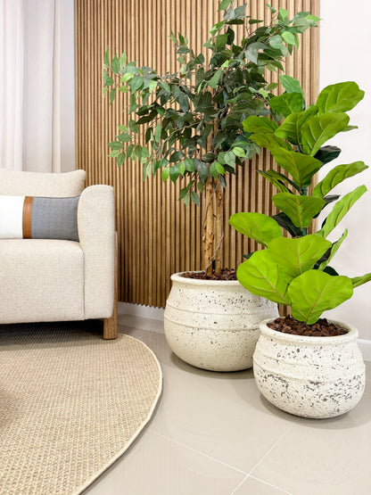 Materas SAKA en creastone set x 2 tamaños (Ø 42cm y Ø 28cm), macetas apilables aptas para intemperie