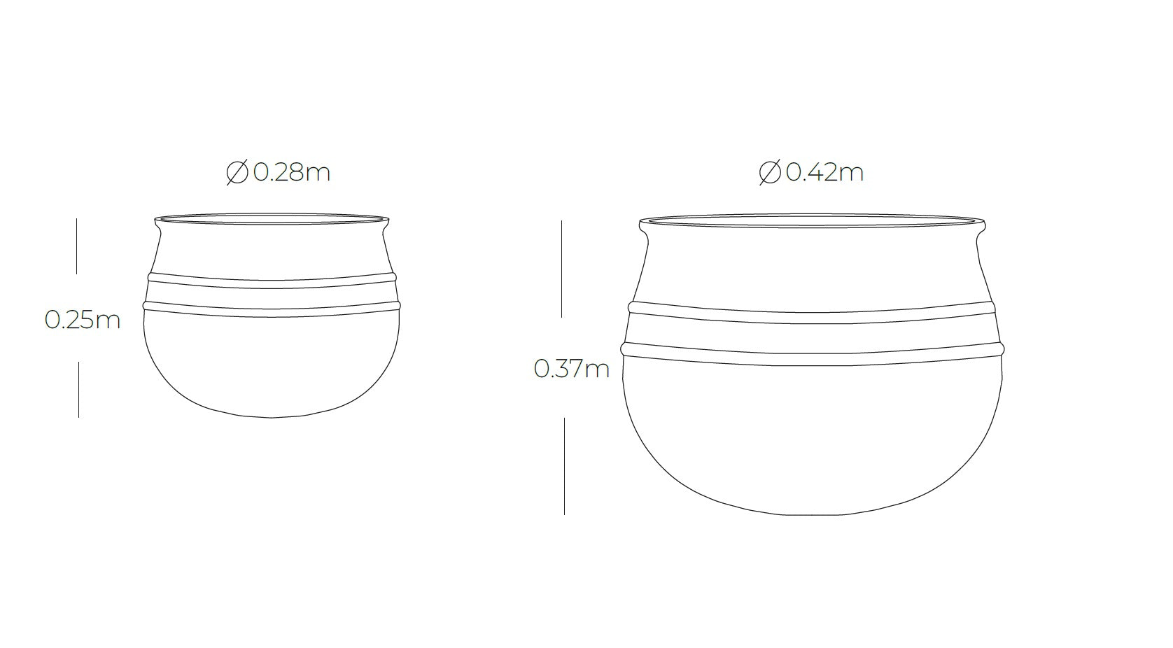 Materas SAKA en creastone con orificio de desagüe, set apilable para plantas de exterior e interior