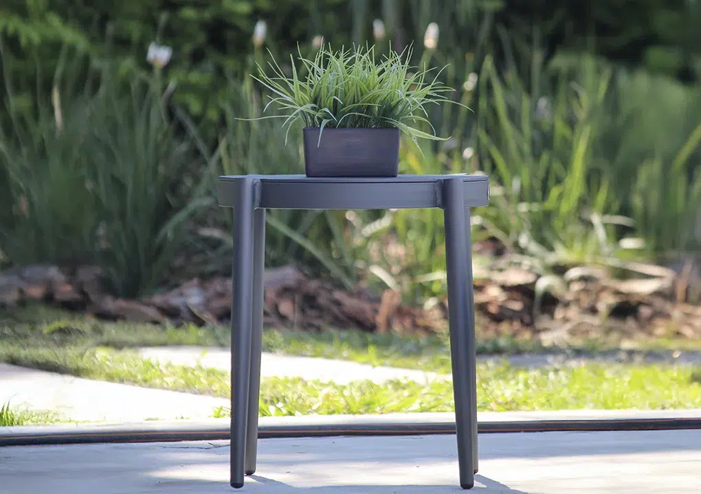 Mesa auxiliar GENOVA, mesa de aluminio con cuerdas de poliéster para balcón