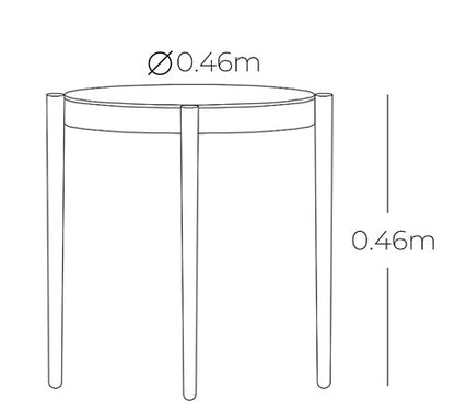 Detalle de mesa auxiliar GENOVA, mesa redonda de aluminio negro Ø 46cm para terraza
