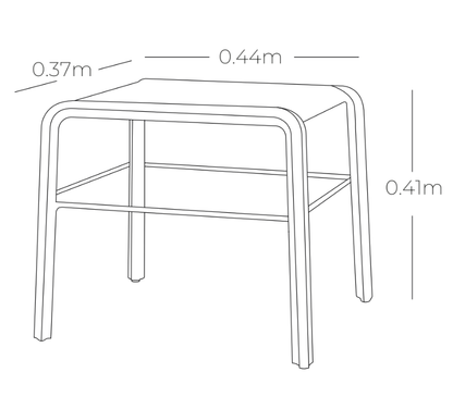 Medidas de mesa auxiliar VENECIA, especificaciones técnicas de mesa de tecnopolímero 44 x 37 x 41cm
