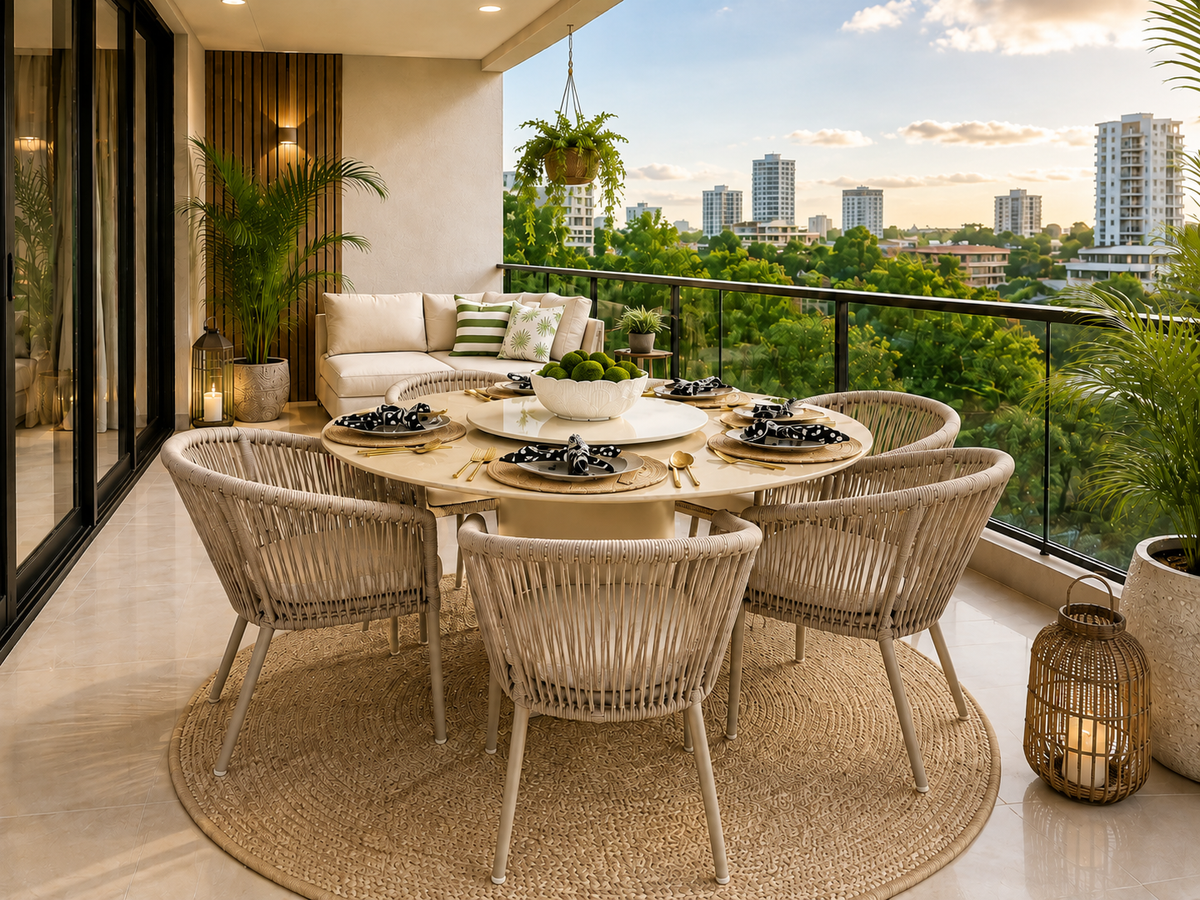 Mesa de Comedor SWAN para balcón y terraza exterior cubierta