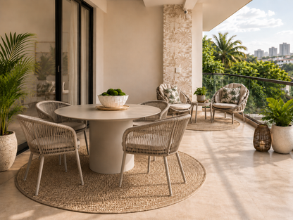 Set de Balcón SORI con dos sillas y mesa para apartamento y terraza cubierta