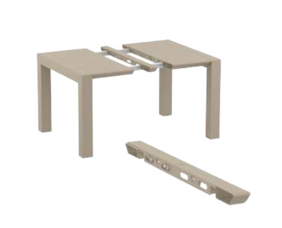 Vista de mesa de comedor NAPOLI extensible, mesa de polipropileno 100-140cm para piscina

