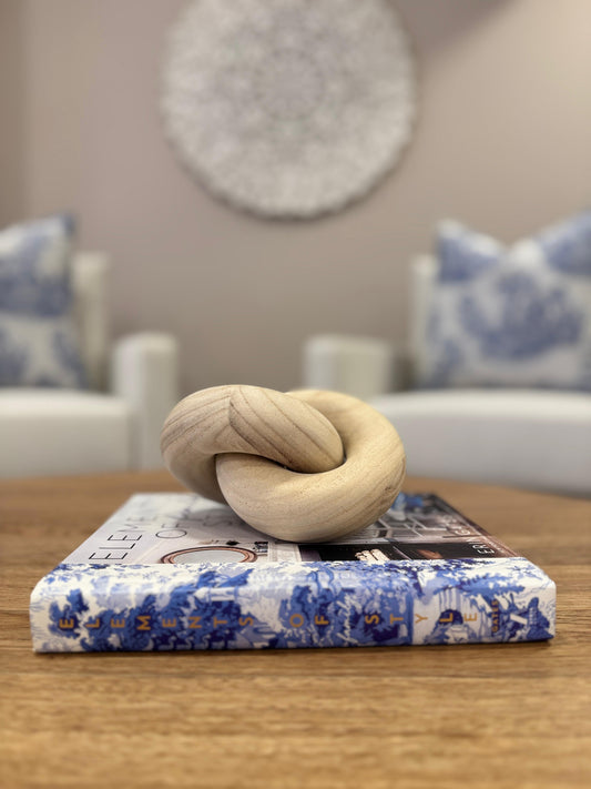 Nudo decorativo de madera natural 16 x 13cm, escultura artesanal para mesa de centro