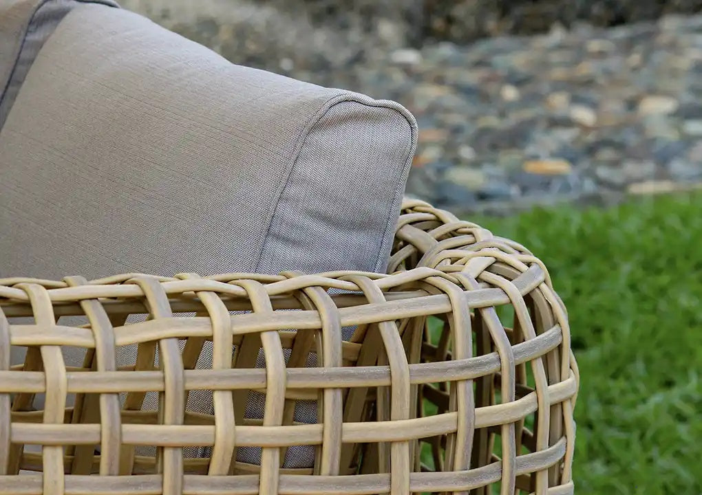 Sofá triple y sencillos del set GRADO tejido en fibra termoplástica color taupe