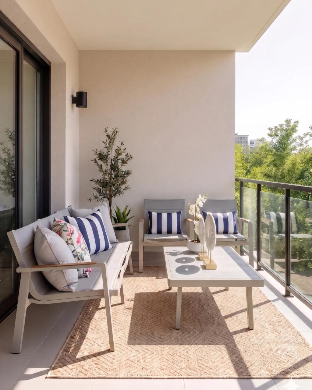 Sala CEDAR blanca para balcón, terraza y espacios exteriores