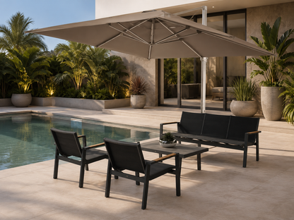 Sala CEDAR en tonos oscuros para terraza y espacios exteriores cubiertos