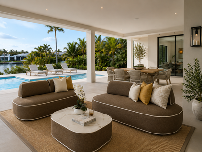Sala PHI PHI con sofás y mesa de centro para terraza junto a piscina