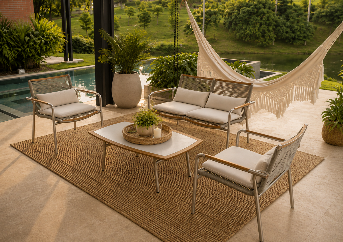 Sala VELEROS para jardín y terraza con mobiliario exterior elegante