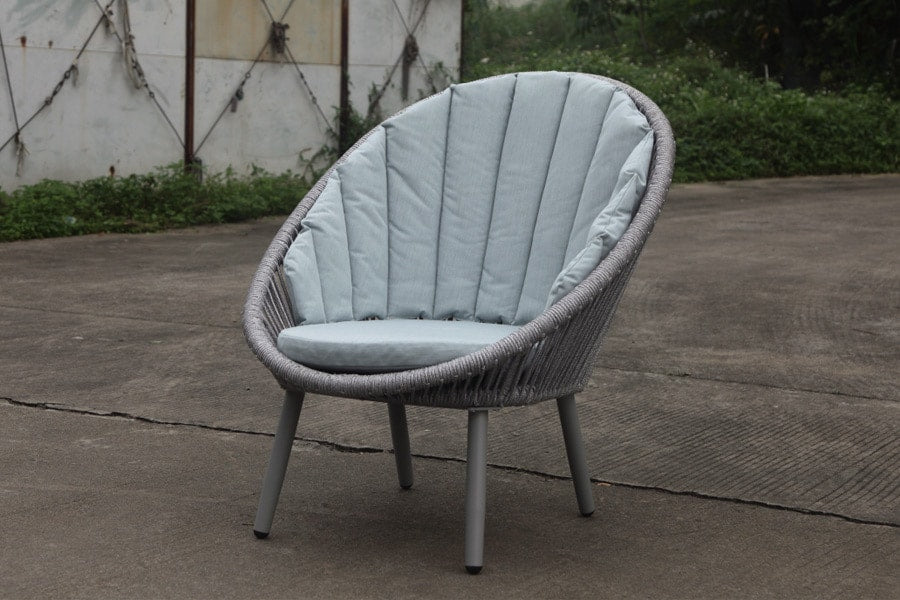 Vista de set de balcón GENOVA, conjunto de sofás de aluminio con cuerdas de poliéster para terraza