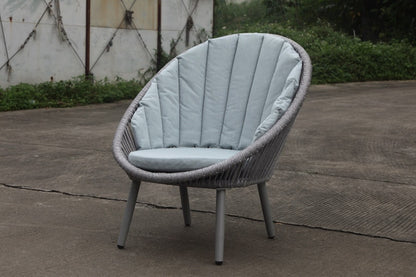 Vista de set de balcón GENOVA, conjunto de sofás de aluminio con cuerdas de poliéster para terraza