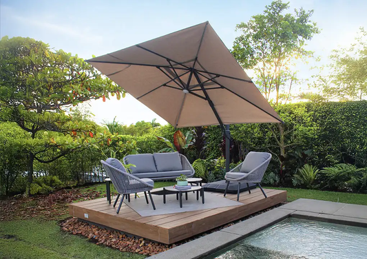 Set de sala GENOVA gris, sala de aluminio con cuerdas de poliéster y 3 mesas para terraza cubierta
