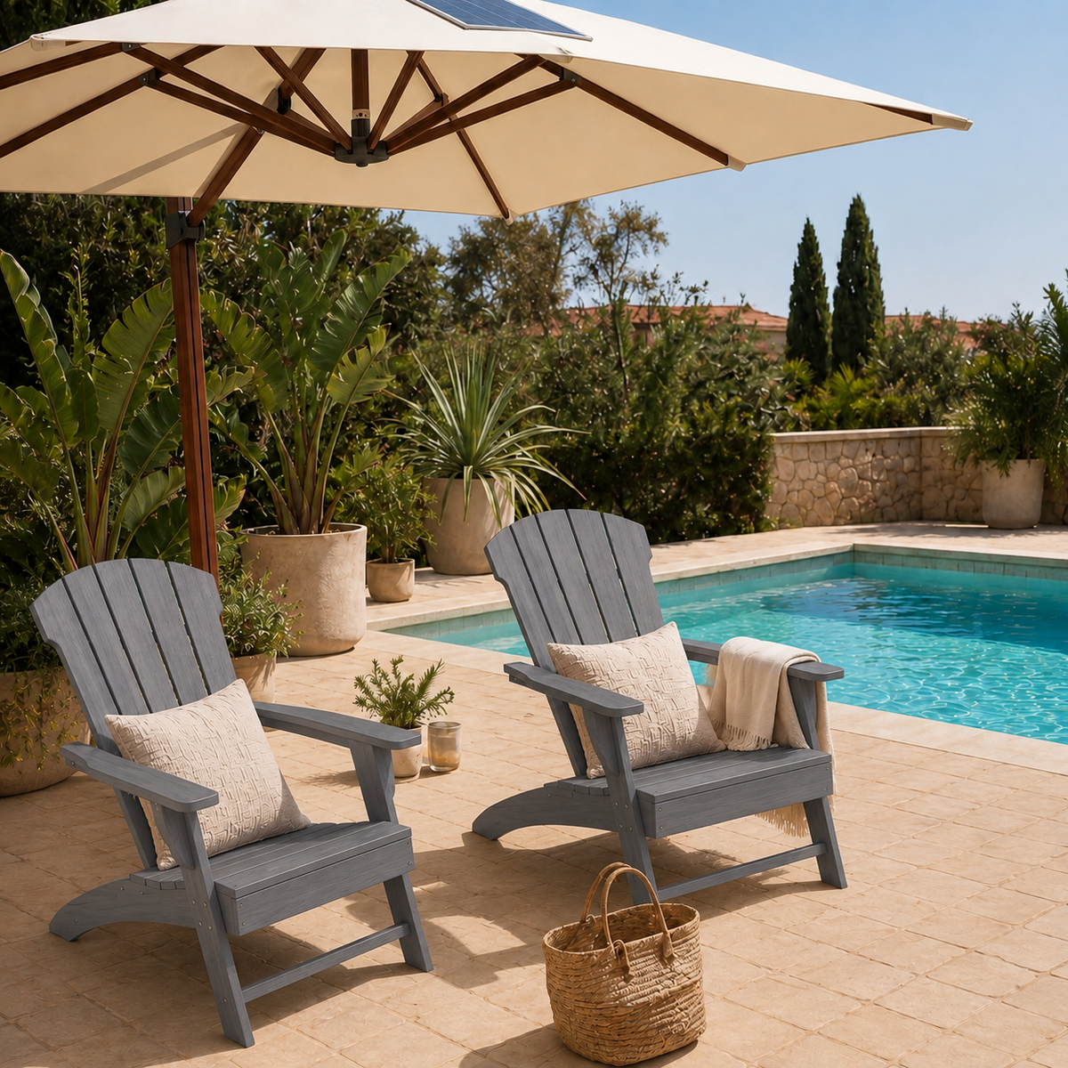 Sillas ADI color Carbón para piscina, jardín y mobiliario exterior