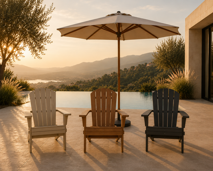 Silla ADI disponible en colores Arena, Teka y Carbón para exterior