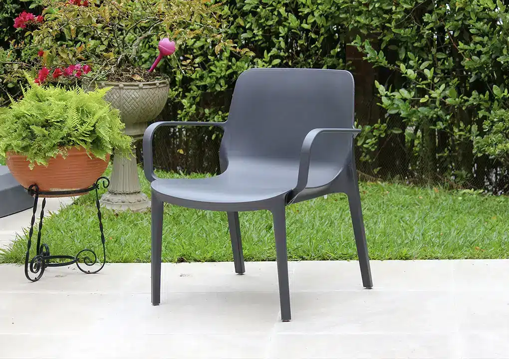 Silla ANDIAMO antracita, silla de tecnopolímero apta para intemperie para terraza
