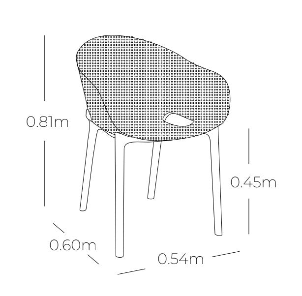 Medidas de silla CIEL PRO, especificaciones técnicas de silla de polipropileno apilable
