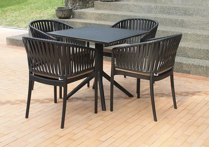 Mesa de comedor LUNA con silla COSTEIRA, mesa cuadrada de resina apta para intemperie
