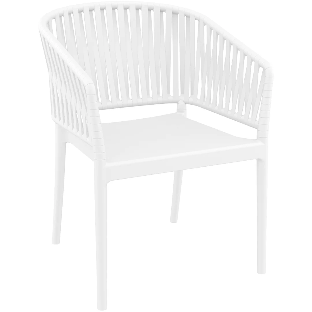 Silla COSTEIRA blanca sin cojín, silla de polipropileno apilable para piscina
