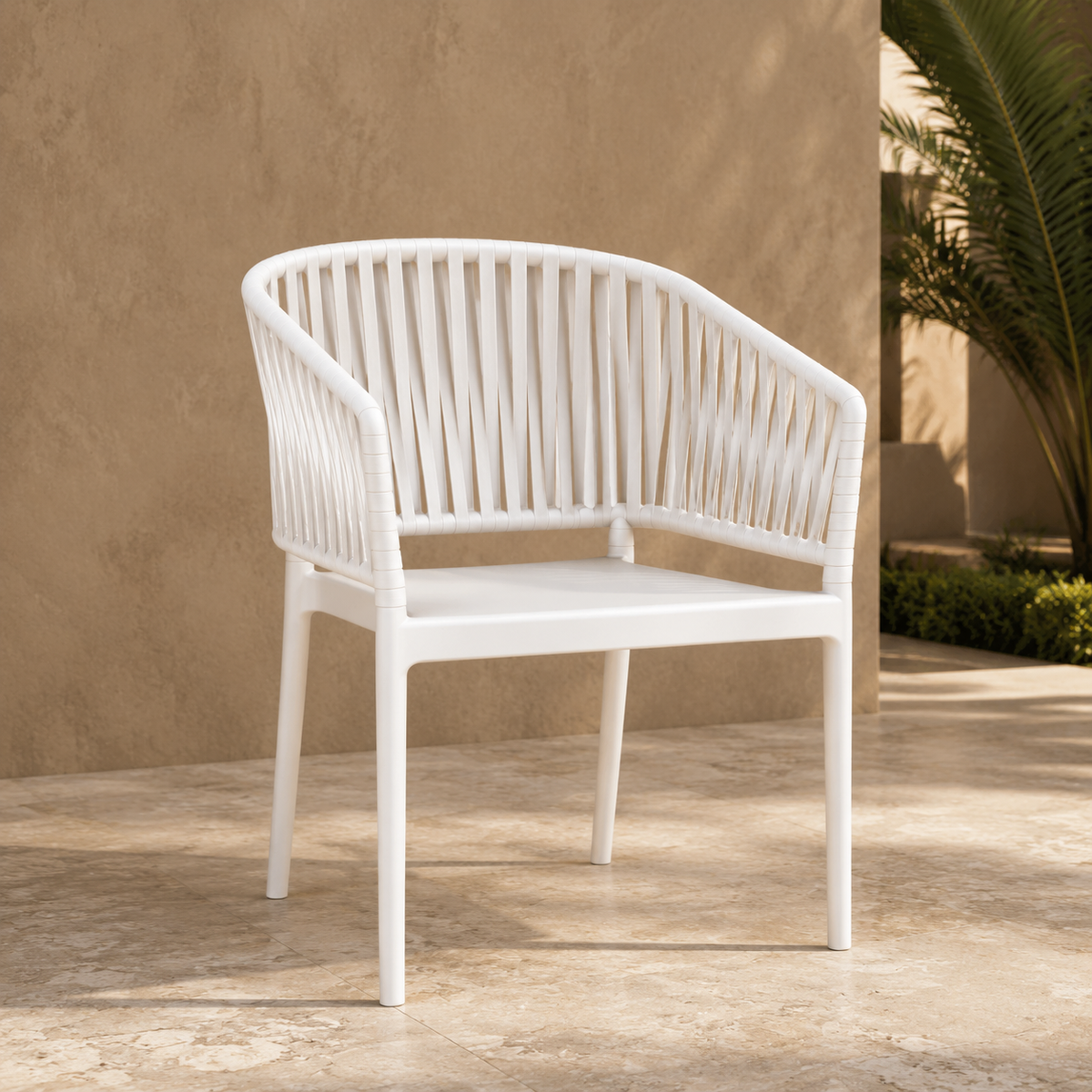 Silla COSTEIRA blanca apilable para terraza, jardín y exterior