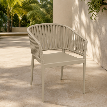 Silla COSTEIRA Taupe apilable para terraza y espacios exteriores