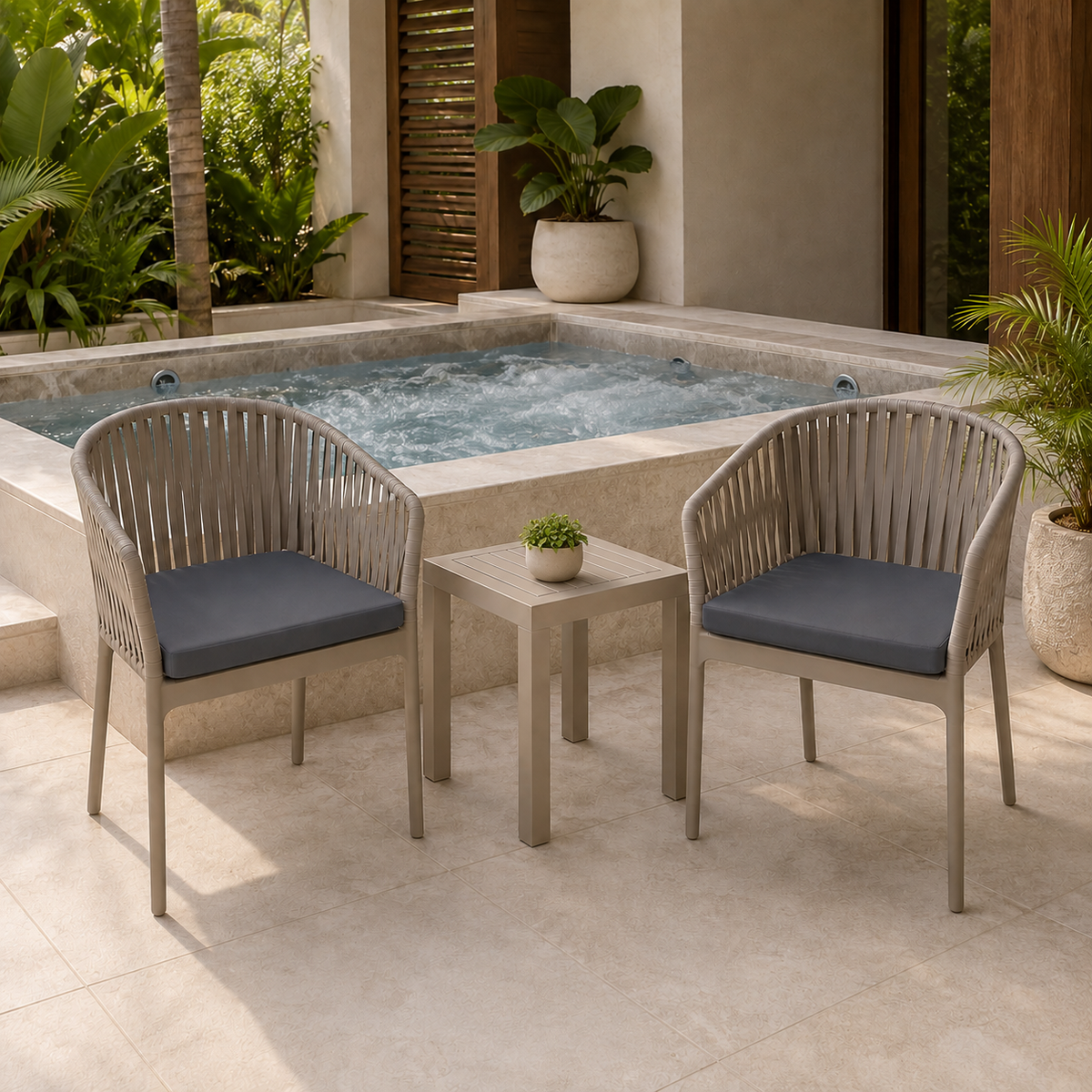 Sillas COSTEIRA Taupe para comedor de terraza y espacios exteriores