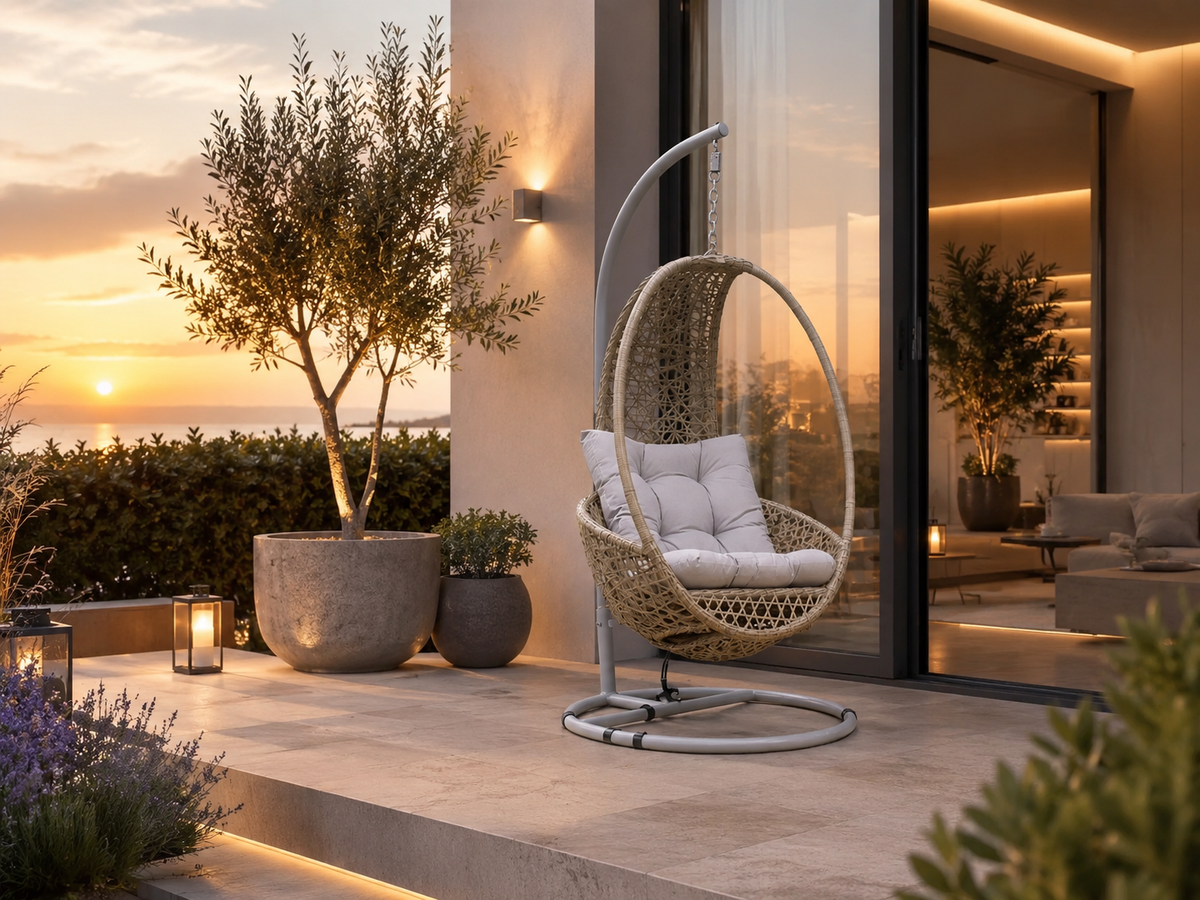 Silla Colgante PAGODA para balcón y terraza cubierta contemporánea